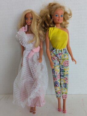 Mattel Lot Of 2 Barbies Superstar Era? + Outfits TNT Waist Blonde 70s 80s Dolls